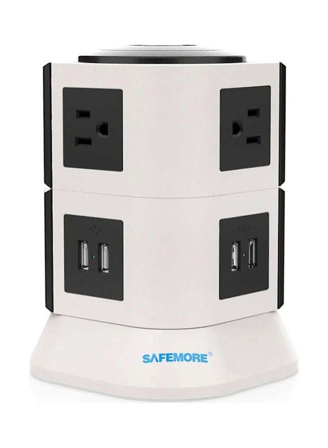 Safemore 6-Way Vertical Extension Power Strips White/Black