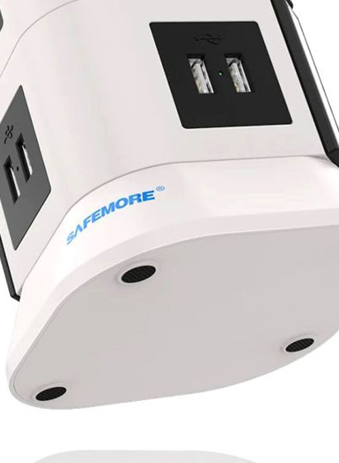 Safemore 6-Way Vertical Extension Power Strips White/Black