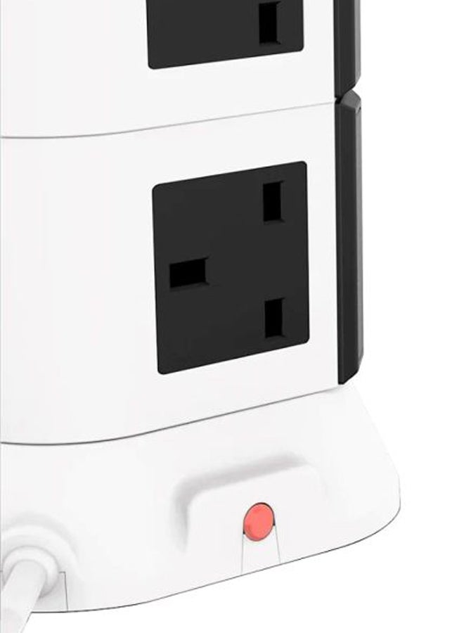 Safemore 6-Way Vertical Extension Power Strips White/Black