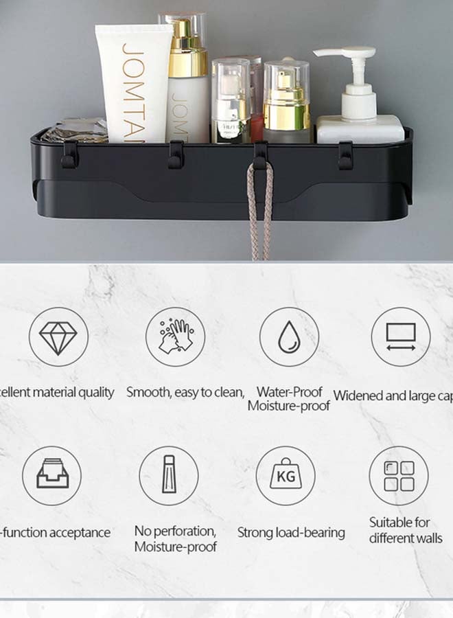 fashionhome Wall Mounted Multifunctional Storage Shelf Black 30x10x6cm