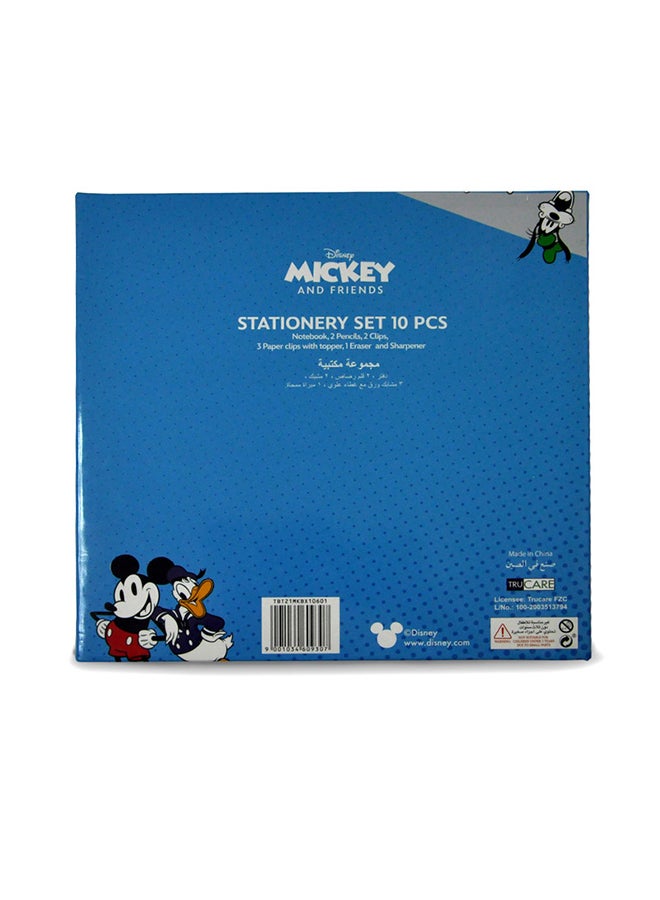 Disney Mickey Stationery Set 10Pcs Red/Multicolour