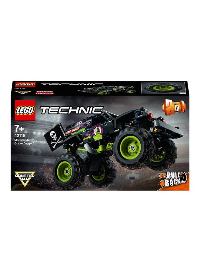 LEGO 42118 Technic Monster Jam Grave Digger Building Blocks Toy Car Set Toys For Boys, Girls, And Kids 212 Pieces 2 in 1 Pull Back Car Set 7+ Years