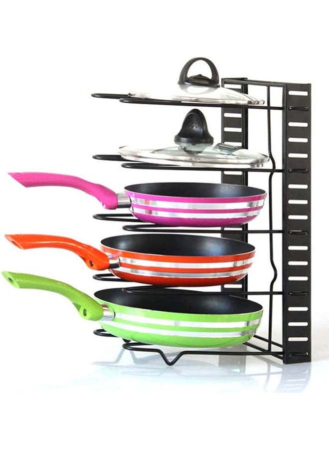 Generic Pot Organizer Rack 5-Tier Adjustable Cookware Bakeware Holder Pot Frying Pan Lid Storage Rack Organizer Stand Holder for Kitchen Cabinet Countertop and Pantry Black 38.5 x 21 x 4.3cm