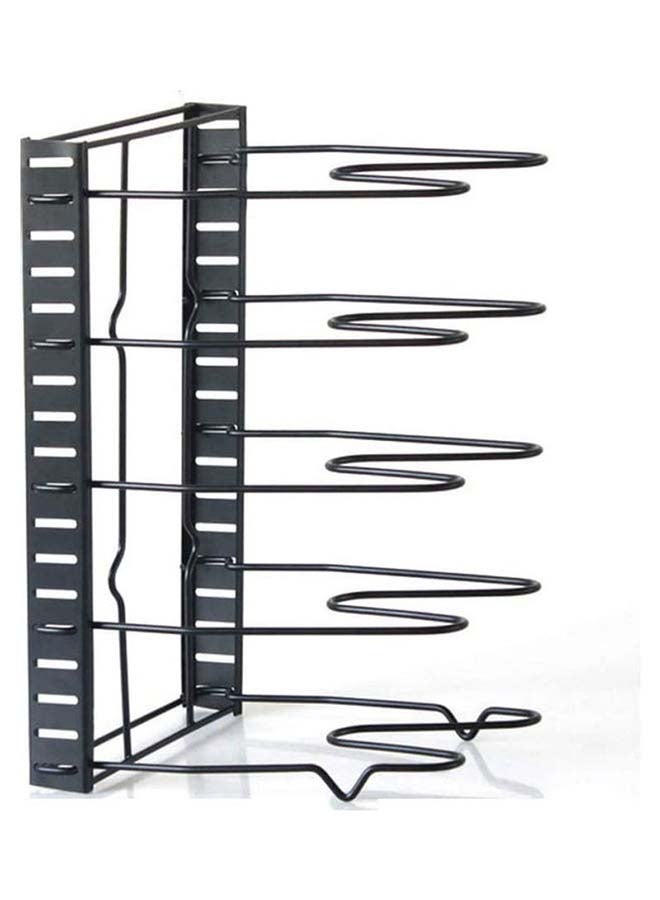 Generic Pot Organizer Rack 5-Tier Adjustable Cookware Bakeware Holder Pot Frying Pan Lid Storage Rack Organizer Stand Holder for Kitchen Cabinet Countertop and Pantry Black 38.5 x 21 x 4.3cm