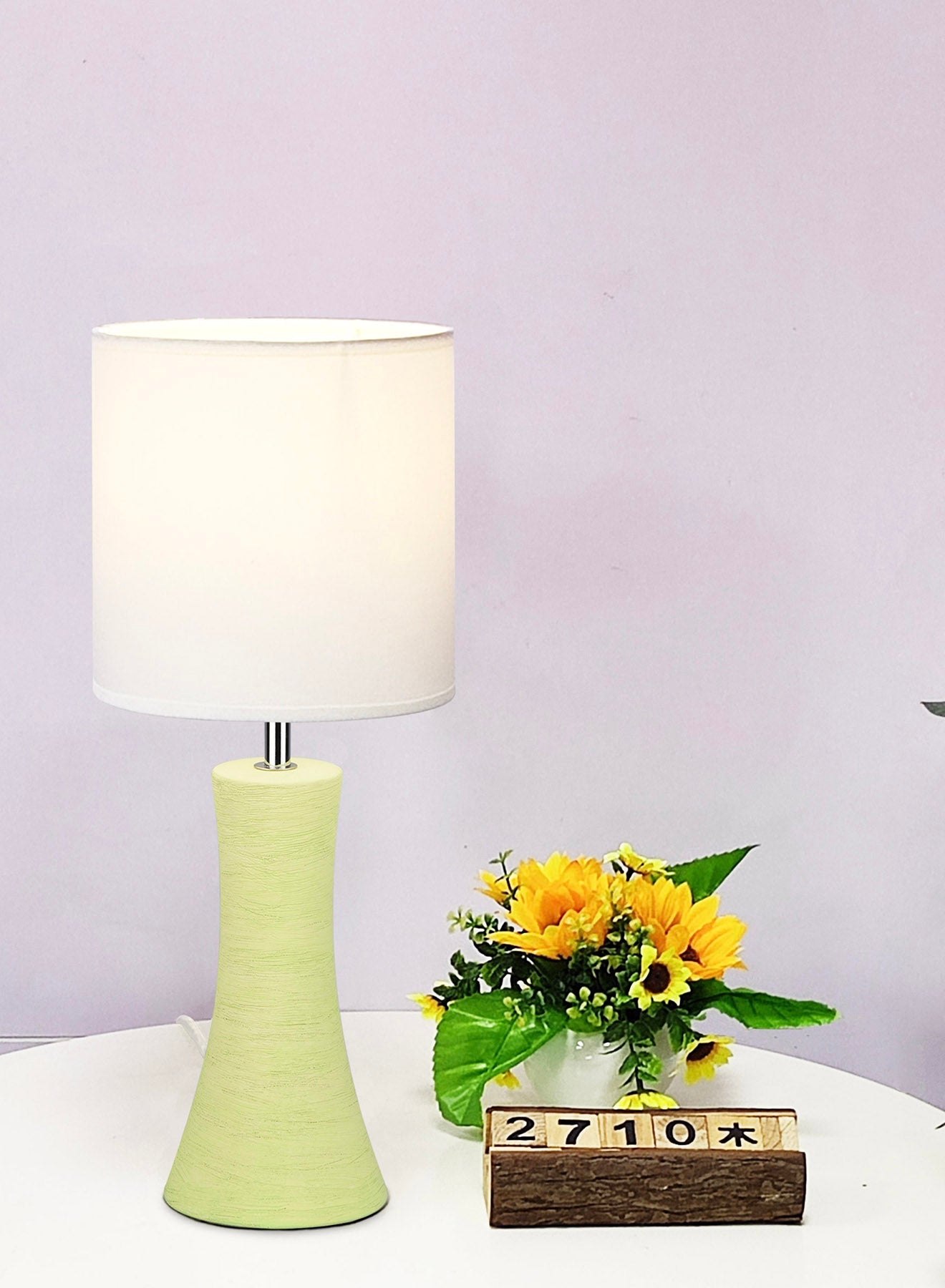 Ebb & Flow Kleiner Ceramic Table Lamp - Green/Off White (16 x 40 cm)