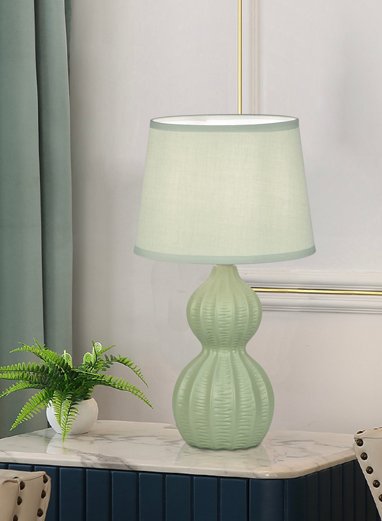 Switch Kousa Ceramic Table Lamp - Unique Luxury Design (Model AT19124, Green, 20 x 36.5 cm)