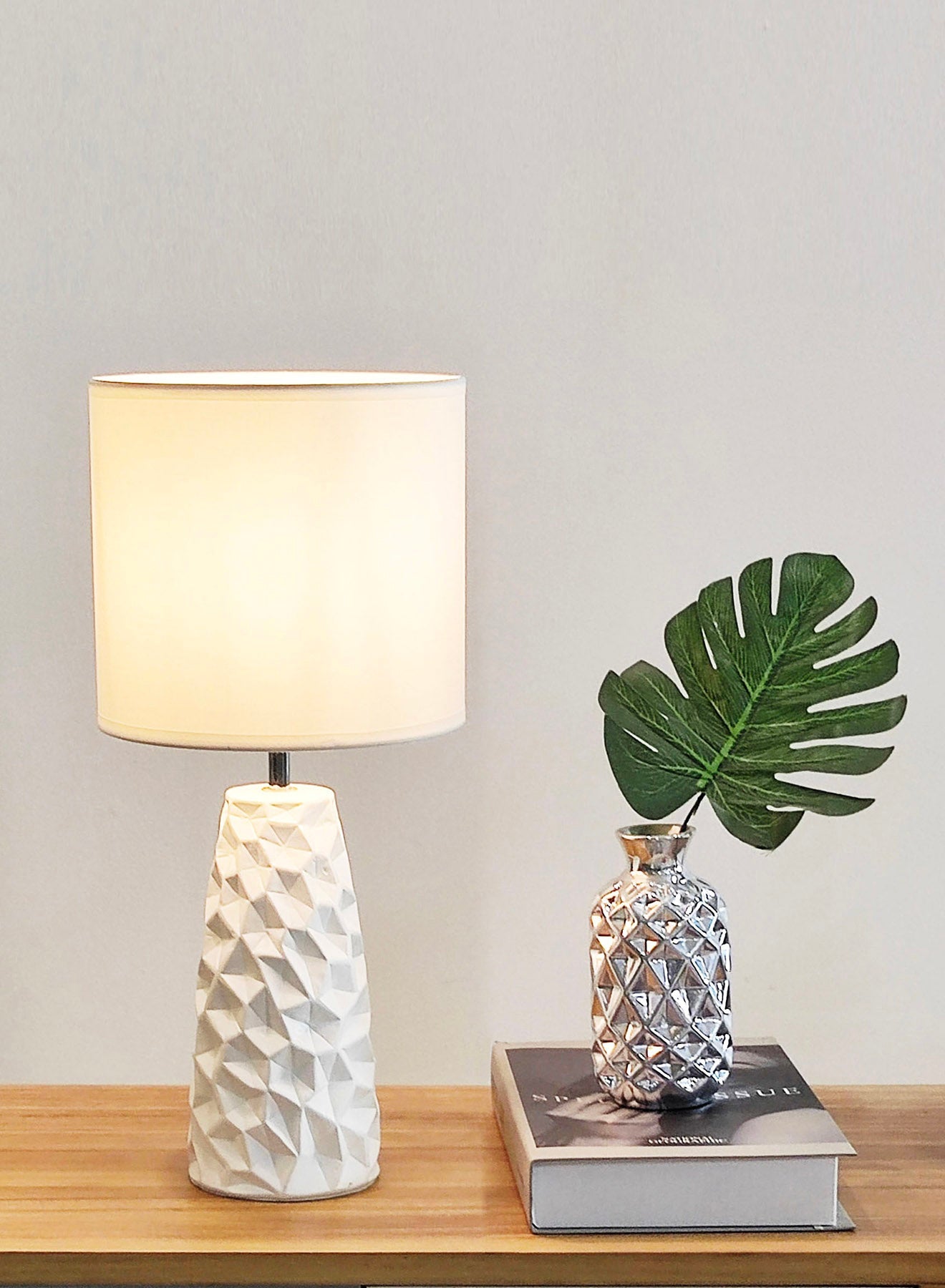 Ebb & Flow Prism Ceramic Table Lamp Unique Luxury Quality Material for the Perfect Stylish Home AT17115 Off White 20 x 43.6