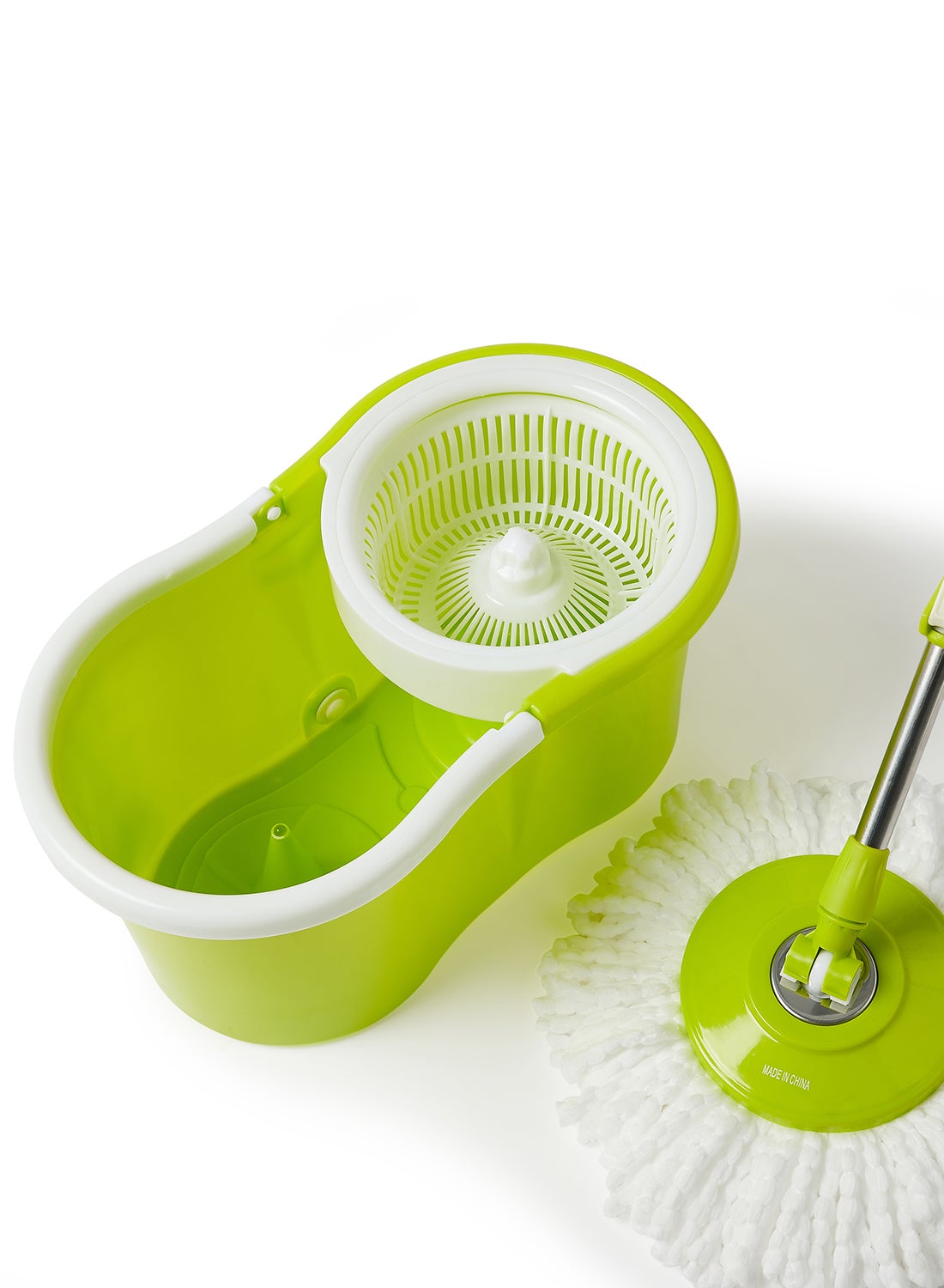 Amal Floor Cleaning Quick Spin Mop With Bucket Green/White 22 x 46 x 26cm