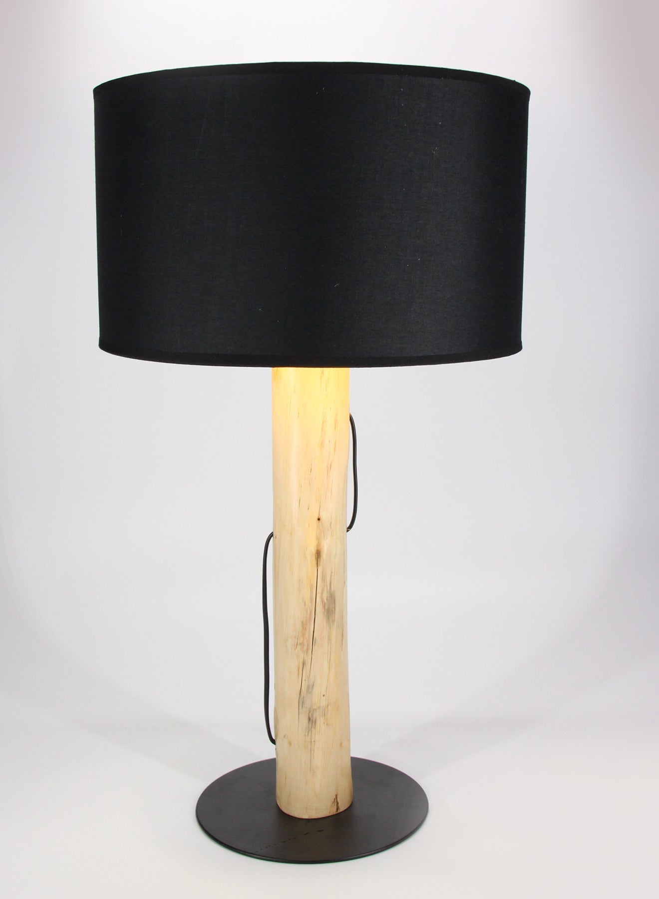 ebb & flow Log Wood Frame Table Lamp | Lampshade Unique Luxury Quality Material for the Perfect Stylish Home D181-101 Yellow 35.2 x 35.2 x 60.6