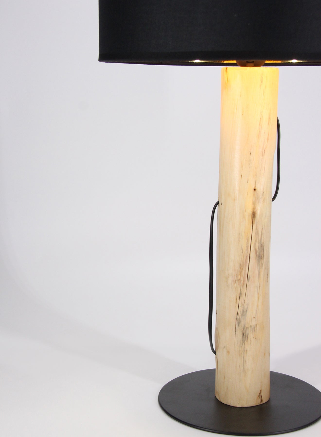 ebb & flow Log Wood Frame Table Lamp | Lampshade Unique Luxury Quality Material for the Perfect Stylish Home D181-101 Yellow 35.2 x 35.2 x 60.6