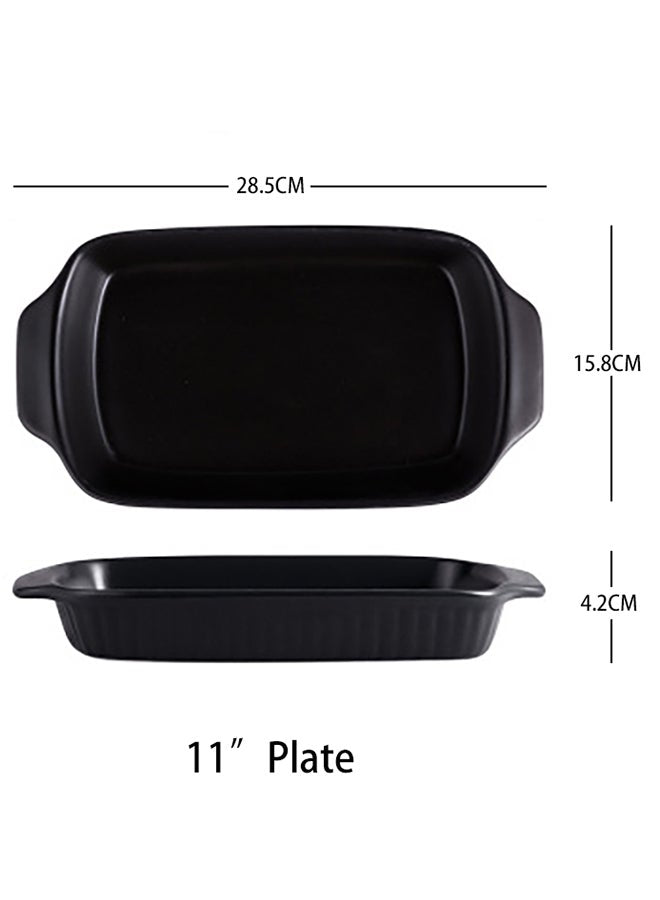 Amal Ceramic Serving Platter - Square - Serving Plate - Serving Dishes - Tray -  Black 11inch