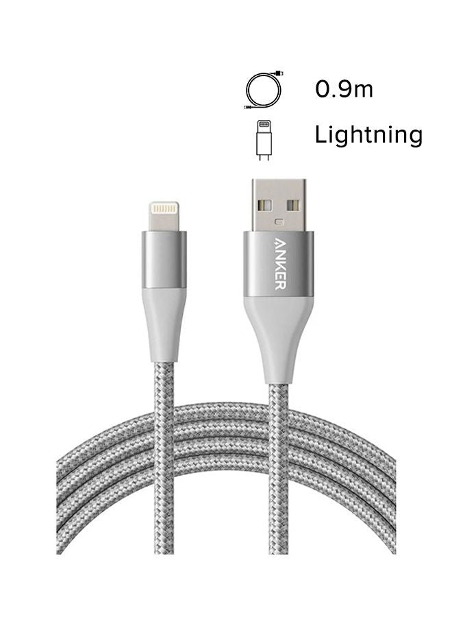 Anker Powerline+ II Lightning Data Sync and Charging Cable, 3 Feet, Silver