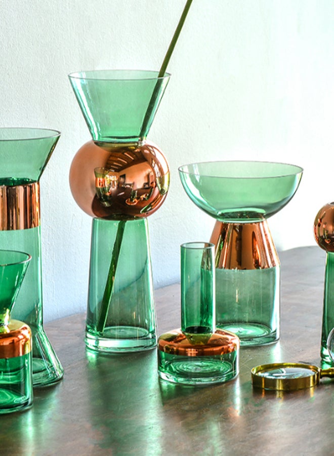 ebb & flow Modern Handmade Glass Flower Vase Unique Luxury Quality Material For The Perfect Stylish Home VA-19044-203 Green