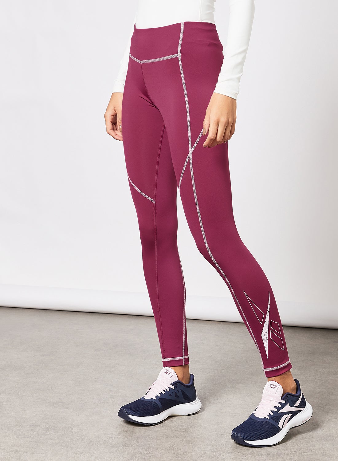 Reebok Workout Ready Big Logo Training Leggings Maroon