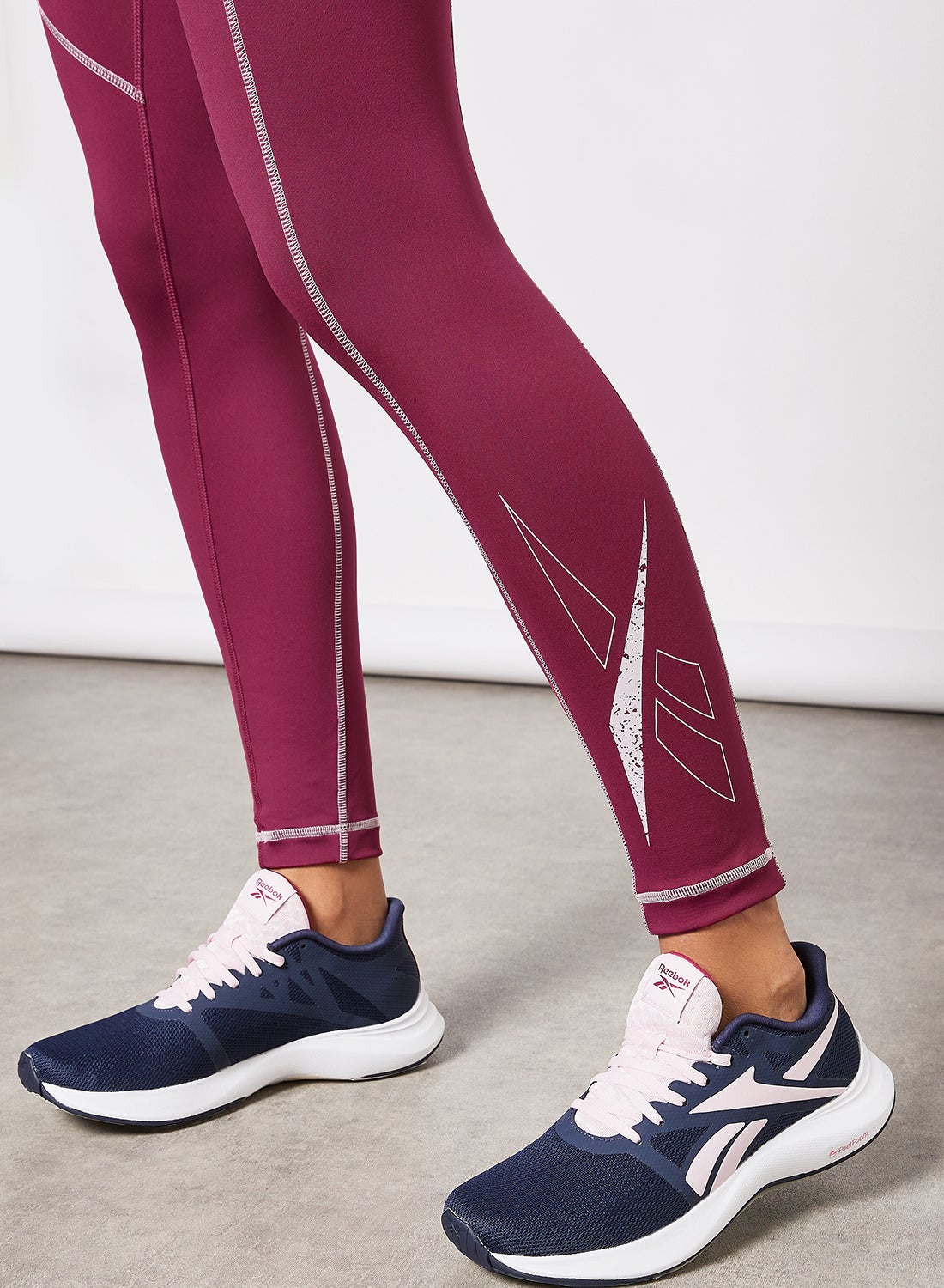 Reebok Workout Ready Big Logo Training Leggings Maroon