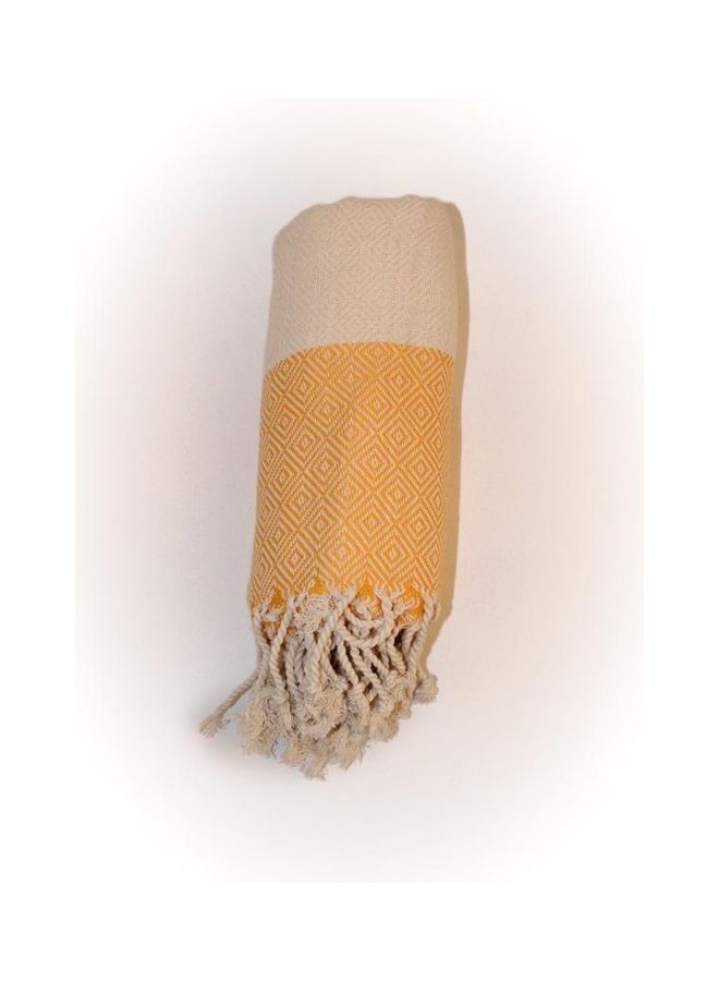 Bonamaison Cotton Turkish Peshtemal Towel Multicolour 90x180cm , YELLOW - BEIGE