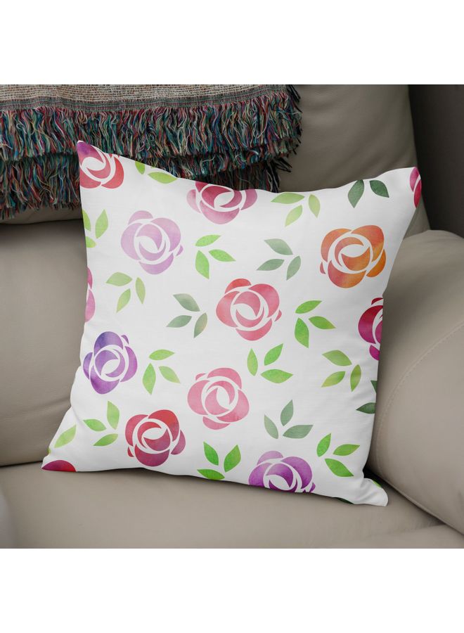 Bonamaison Decorative Cushion Cover cotton Multicolour 50x50cm WHITE FLOWER PRINT