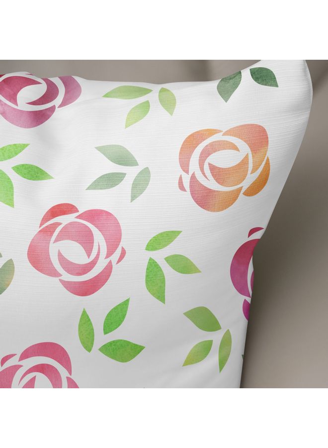 Bonamaison Decorative Cushion Cover cotton Multicolour 50x50cm WHITE FLOWER PRINT