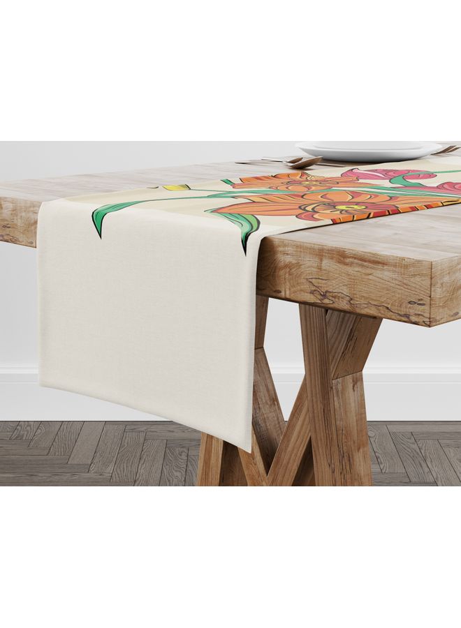 Bonamaison Polyester Table Runner Beige/Green/Orange 150x50cm