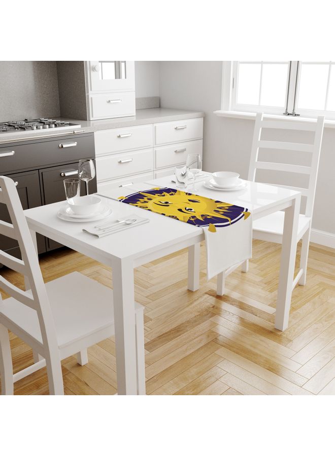 Bonamaison Polyester Table Runner White/Purple/Yellow 150x50cm SUN PRINT