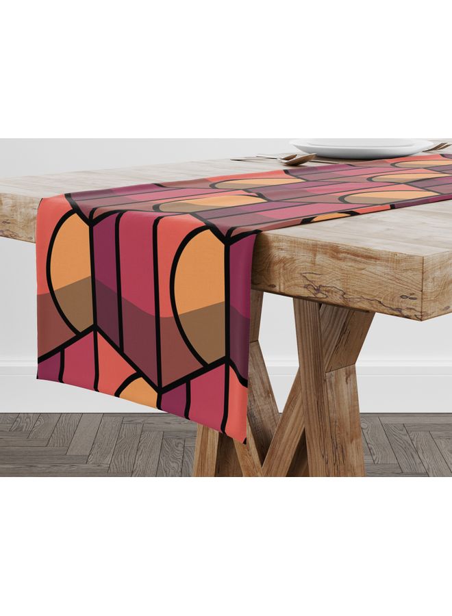 Bonamaison Polyester Table Runner Multicolour 150x50cm ORANGE - PURPLE