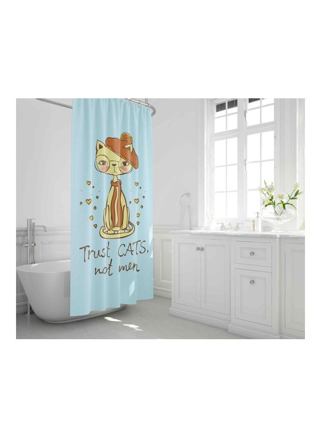 Bonamaison Printed Shower Curtain Multicolour 150 x 200cm CAT PRINT