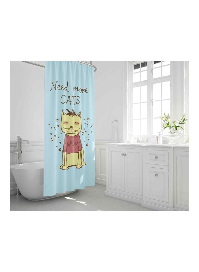 Bonamaison Printed Shower Curtain Multicolour 150 x 200cm BLUE - PURPLE CAT PRINT