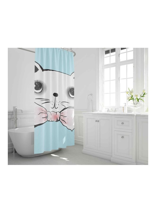 Bonamaison Printed Shower Curtain Multicolour 150 x 200cm BLUE - PINK CAT PRINT