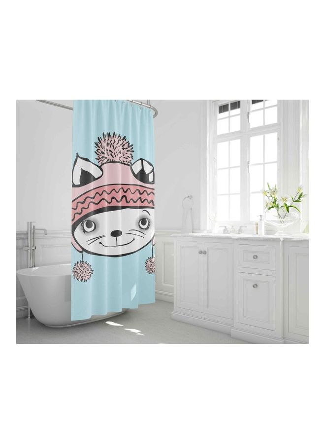 Bonamaison Printed Shower Curtain Multicolour 150 x 200cm BLUE - BROWN CAT PRINT