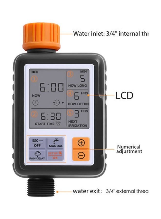 EzzySo Large Screen Automatic Watering Timer Black/Orange