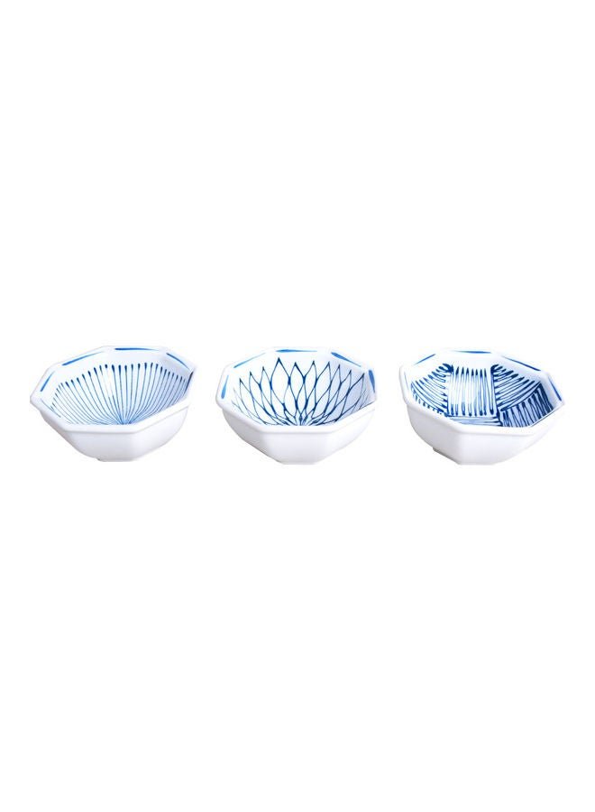 Generic Ceramic Noodle Bowl White/Blue 13 x 13 x 5.5cm