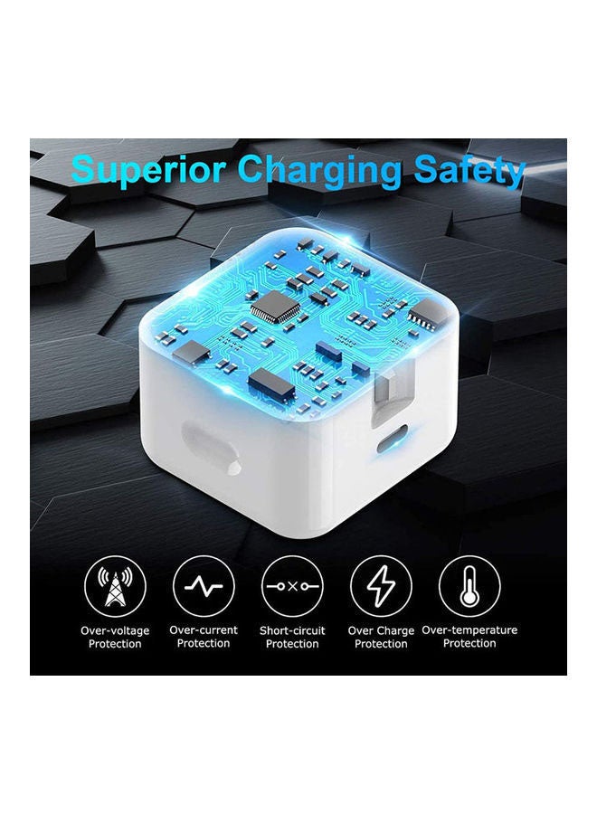 Rock Pow iPhone 14 PD 20W Type-C Charger Plug Universal Travel Adapter Plug Compatible for iPhone 14 Pro Max/14 Pro/14 Plus/14/13/12/11,Samsung White