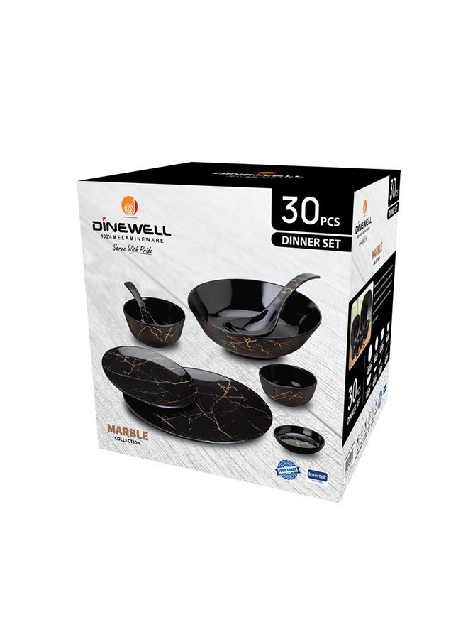 DINEWELL 30-Piece Ultra Dinner Set Black/Brown 28cm