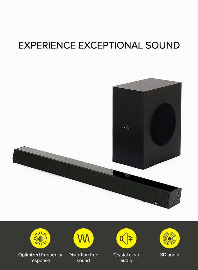 2.1 CH Soundbar Speaker - With 140 W Output, Powerful Bass, Bluetooth, USB Playback, Remote, HDMI & AUX S21W Black