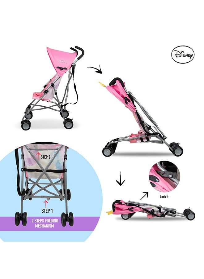 Disney Princess 3D Crown Lightweight Buggy Stroller | 3 - 36 Months, Rear Breaks, Shoulder Strap