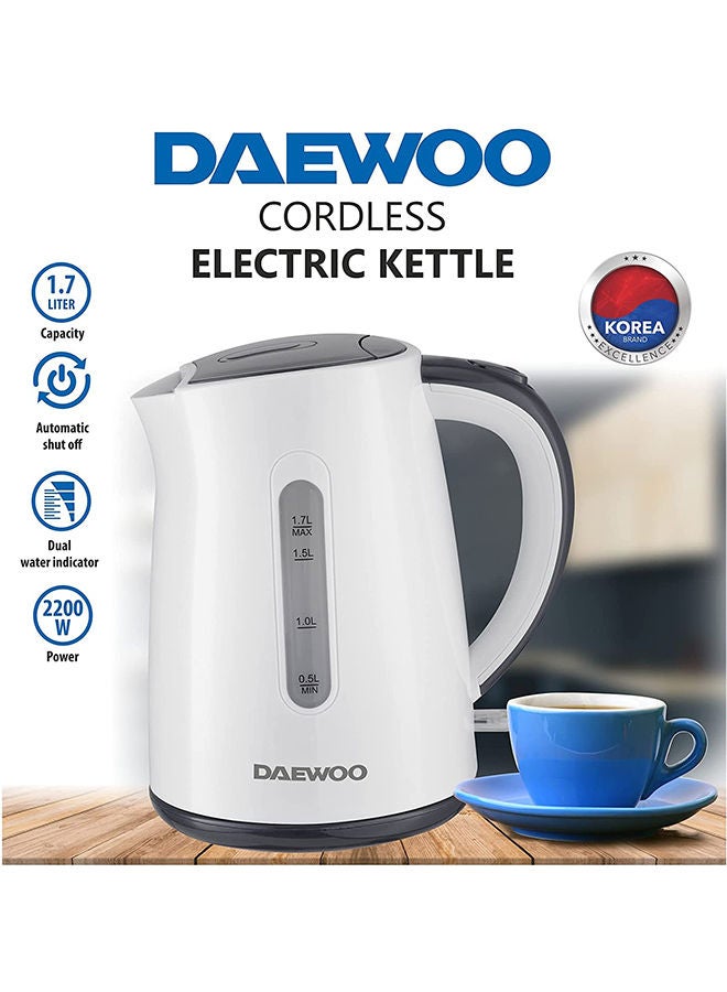 DAEWOO Electric Kettle, Korean Technology 1.7 L 2200 W DEK8805 White Grey