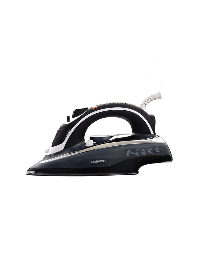 DAEWOO Steam Iron With Ceramic Soleplate/Anti-Drip/Anti-Calc/Auto Shut-Off/Self Clean 2000W Korean Technology 310 ml 2200 W DSI2020 Grey Black