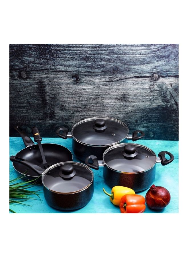 Home Box 8-Piece Non-Stick Cookware Set Grey 13.5 X 24cm