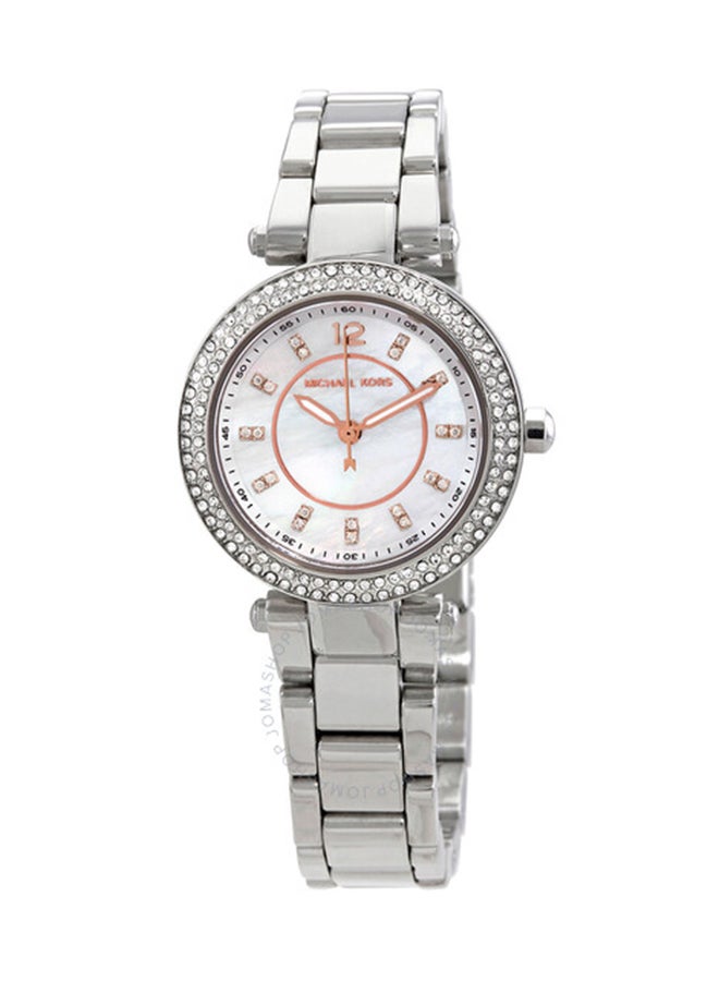 Women's Analog Round Wrist Watch With Stainless Steel Strap MK6932