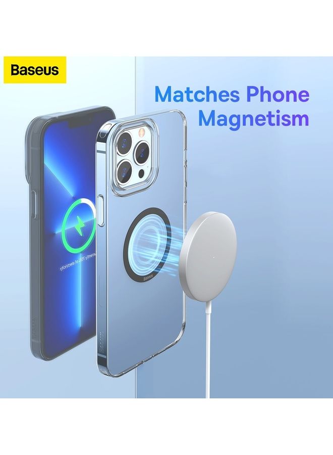 Baseus 2 Pieces Halo Series Magnetic Metal Ring Ultra Thin Compatible with MagSafe, Qi-Enabled Devices Compatible for iPhone 14/14 Pro/13/13 Pro/13 Mini/13 Pro Max/12 and Andriod Wireless Charging Devices Black