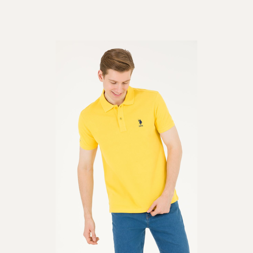 U.S. Polo Basic Polo Shirt For Men, Dark Yellow -3Xl