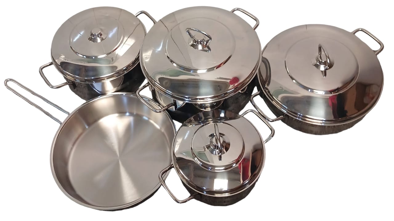 Korkmaz Astra 9 Pieces Stainless Steel Set, Induction Base Cookware Pots and Pans Set (Used)