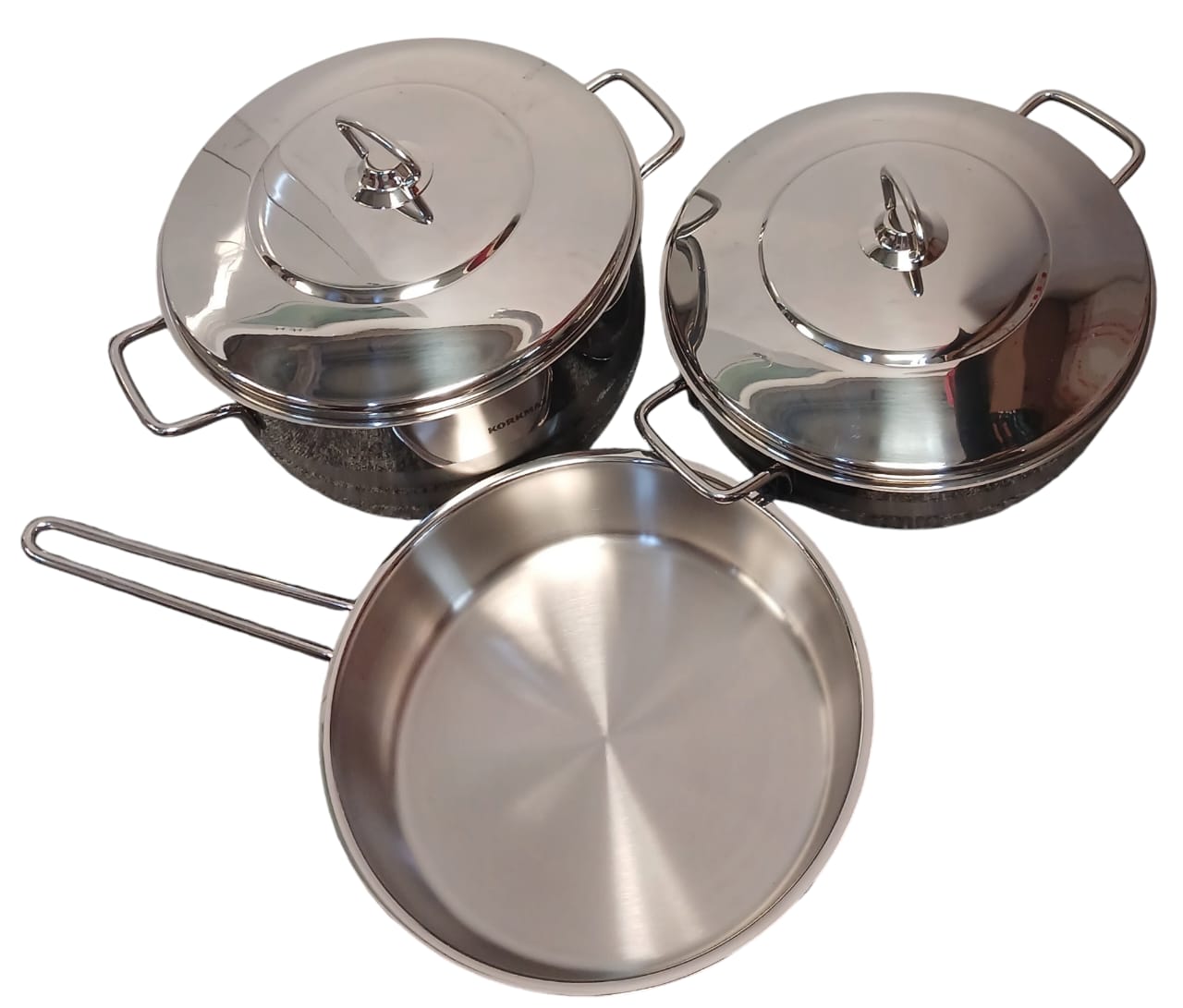 Korkmaz Astra 9 Pieces Stainless Steel Set, Induction Base Cookware Pots and Pans Set (Used)