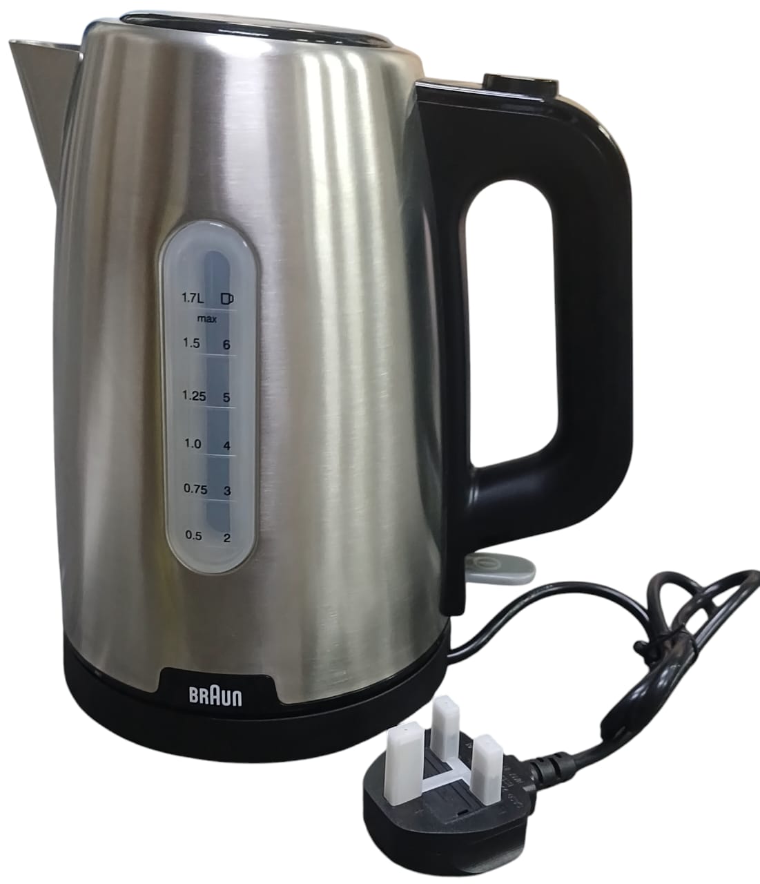 Braun WK 1500 BK PurShine Water kettle, 2200 Watts, 1.7L Capacity, Black, Stainless Steel (Used)