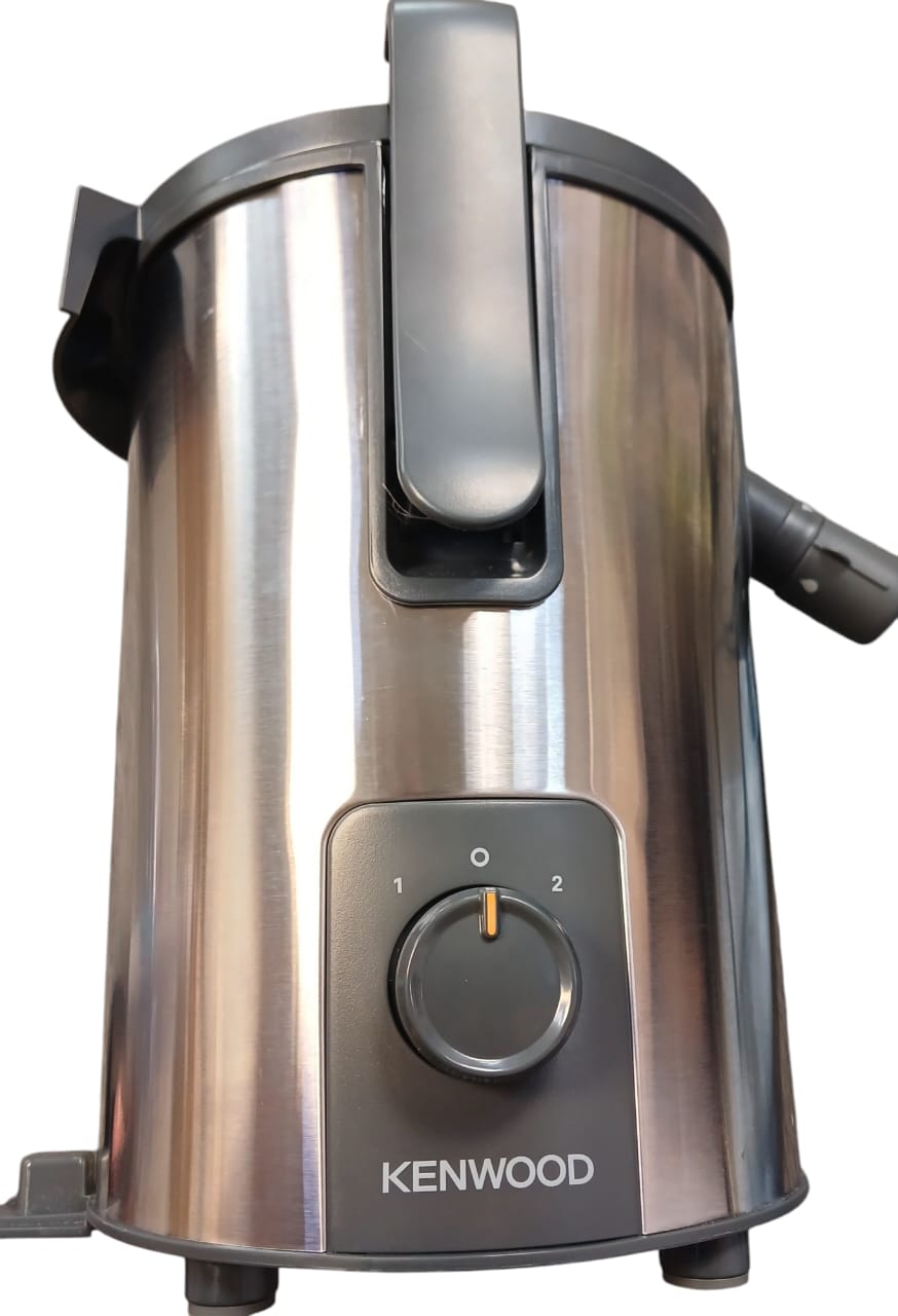 Kenwood Juicer 700W Stainless Steel Juice Extractor with 75mm Wide Feed Tube, 2 Speed, Transparent Juice Jug, Pulp Container, Anti Drip for Home, Office, Restaurant &Cafeteria JEM50.000BS Silver/Black (Used)