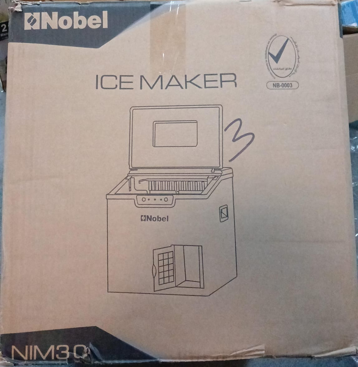 Nobel Ice Cube Maker Stainless Steel 20-30 Kgs 24 Hrs Ice Making Capacity 1.8Kgs Icebin Capacity, 3L Water Tank Bullet Ice Shaped Led Indicator NIM30 (Used)