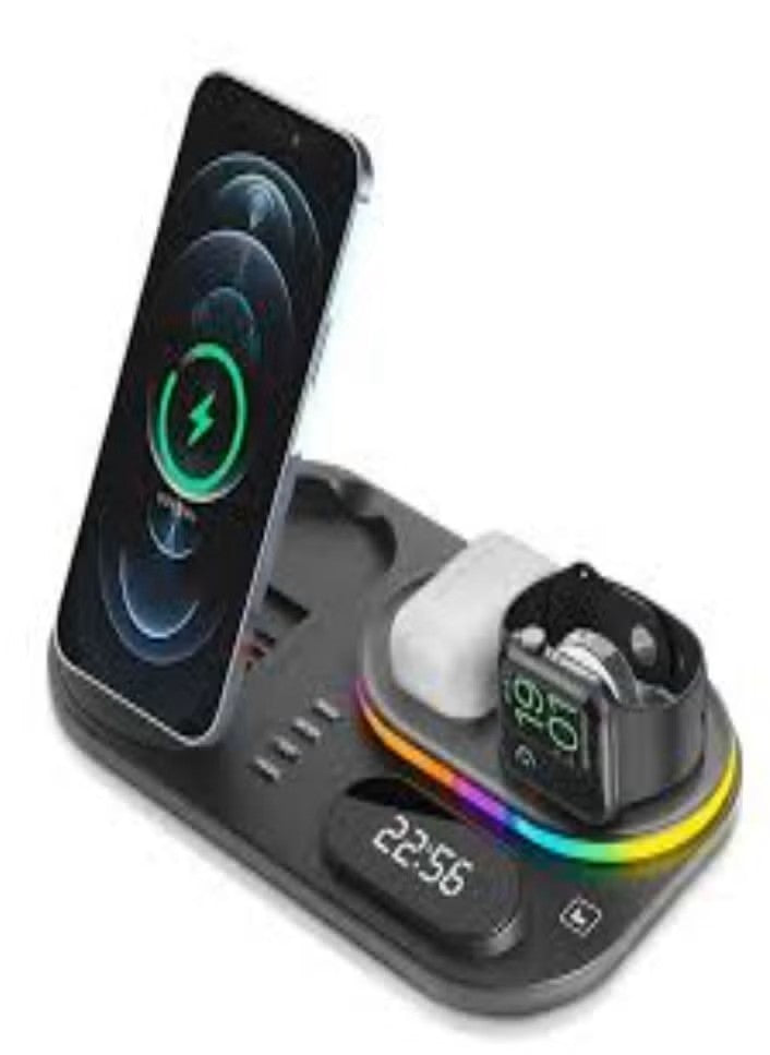 4 in 1 Wireless Charger 30W Station with QI fast mobile charging for Apple iPhone/Air Pods/iWatch/Nothing Phone - Black