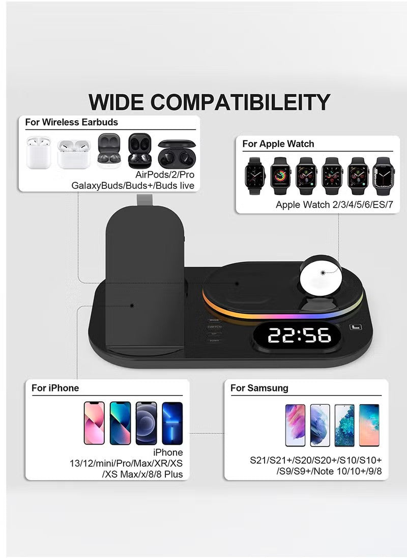 4 in 1 Wireless Charger 30W Station with QI fast mobile charging for Apple iPhone/Air Pods/iWatch/Nothing Phone - Black