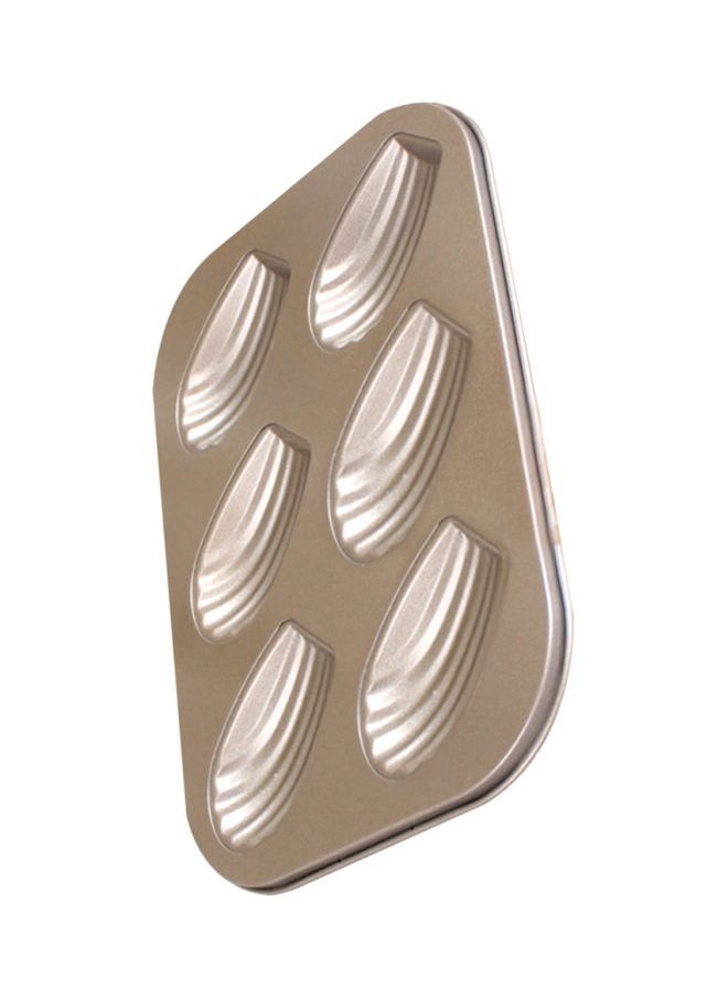 NIBEMINENT 6-Cavity Carbon Steel Patterned Baking Mould Gold 26.5x1.7x18.5centimeter