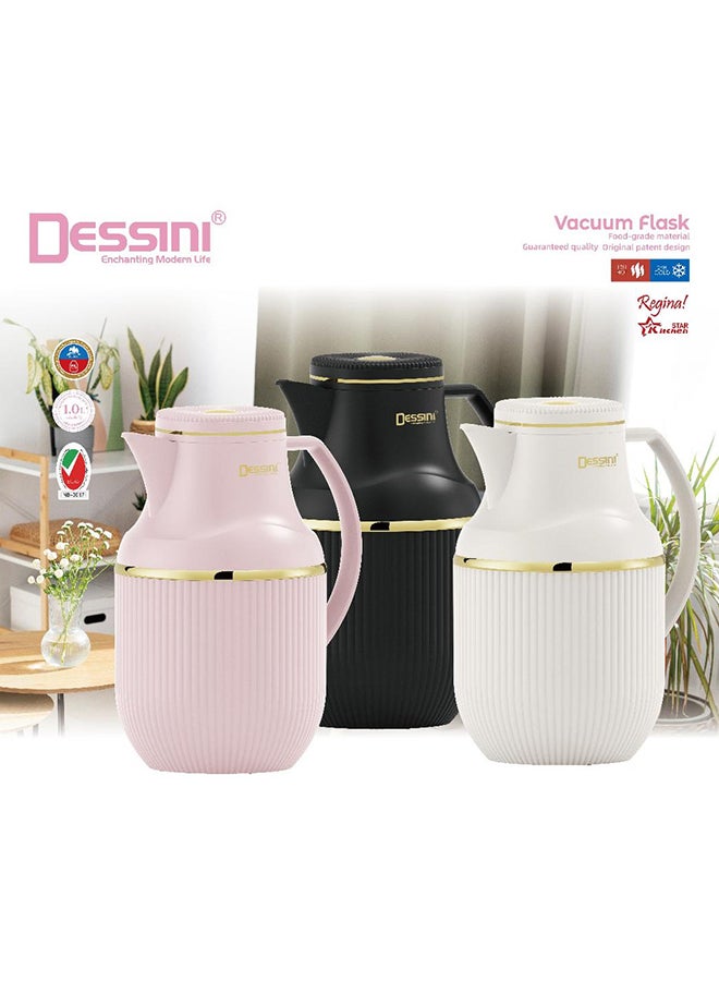 DESSINI Dessini Tea & Coffee Vacuum Flask 1L Dk105 Black/Gold